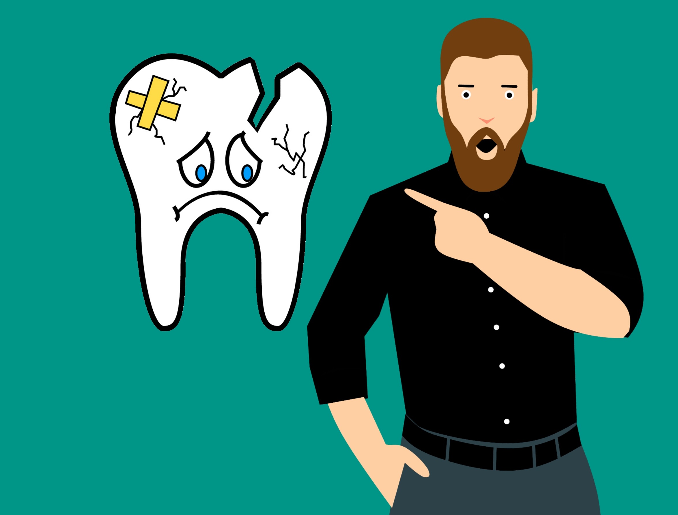 Cartoon Illustration Chipped and Broken Tooth